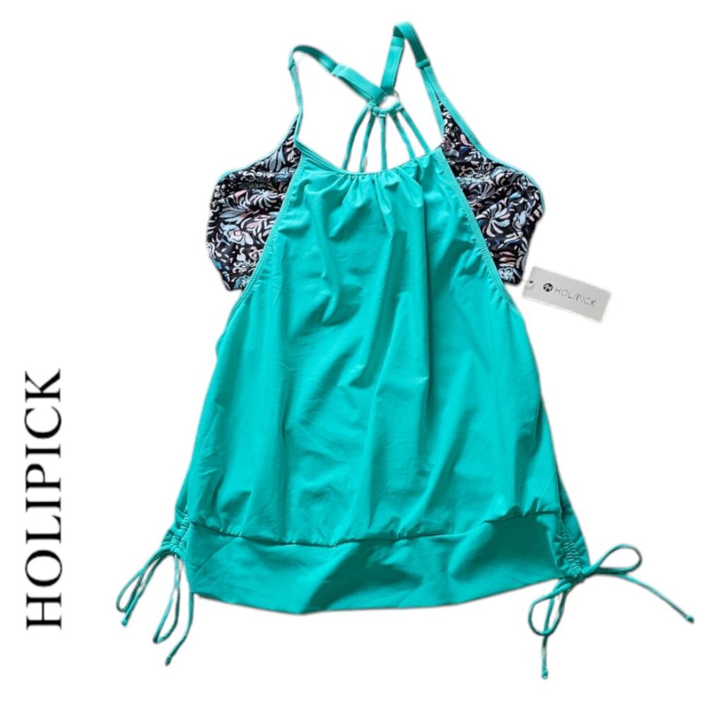 Holipick M NWT Tankini Swimsuit Top Teal